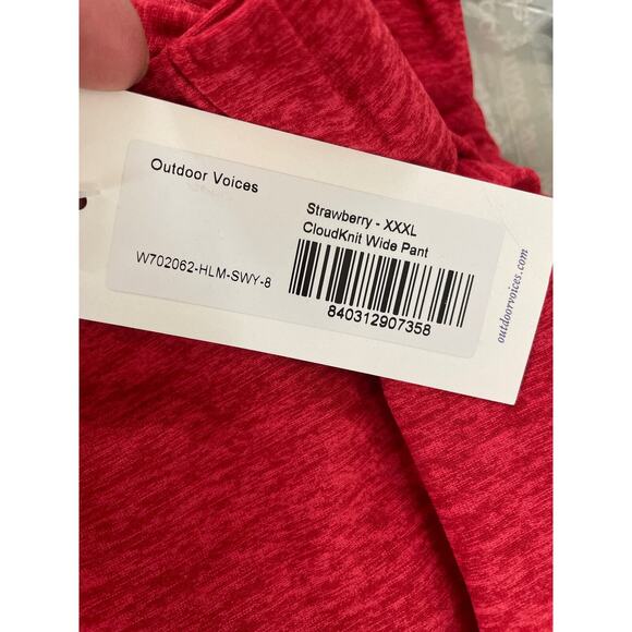 Outdoor Voices Women's Size XXXL CloudKnit Wide Lounge Pants Strawberry Red NWT - Picture 5 of 9